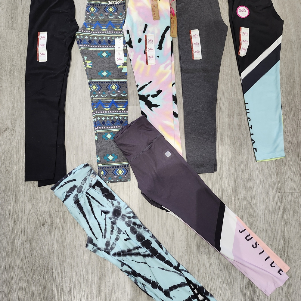 Justice Kids' Colorful Leggings Set - Black, Blue, Pink, Gray, Multicolor